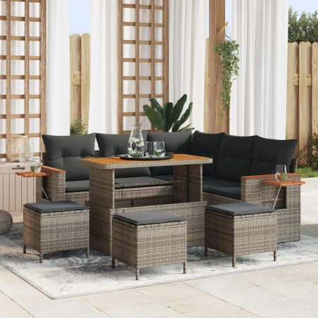 vidaXL Set Divano da Giardino 9 pcs Grigio 110 x 55 x 71 cm