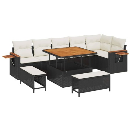 vidaXL Set Divano da Giardino 9 pcs Nero e crema 100 x 100 x 71 cm