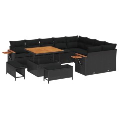 vidaXL Set Divano da Giardino 12 pcs Nero 100 x 100 x 71 cm