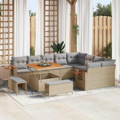 vidaXL Set Divano da Giardino con cuscino 12 pcs beige e grigio chiaro