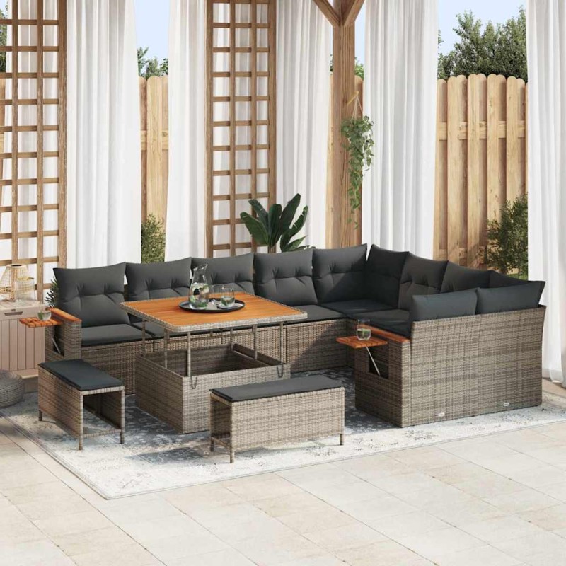 vidaXL Set Divano da Giardino 12 pcs Grigio 100 x 100 x 71 cm vidaXL Set Divano da Giardino 12 pcs Grigio 100 x 100 x 71 cm