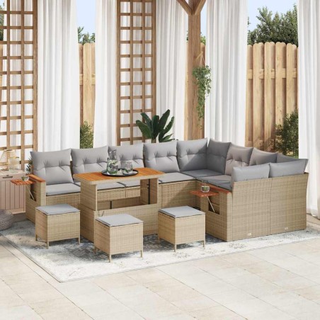 vidaXL Set Divano da Giardino con cuscino 13 pcs beige e grigio chiaro
