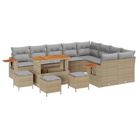 vidaXL Set Divano da Giardino con cuscino 13 pcs beige e grigio chiaro