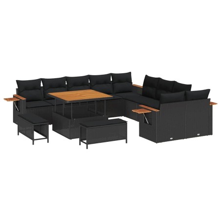 vidaXL Set Divano da Giardino 13 pcs Nero 100 x 100 x 71 cm