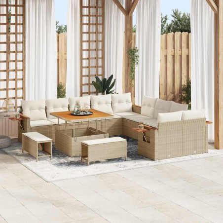 vidaXL Set Divano da Giardino 13 pcs beige e panna 100 x 100 x 71 cm