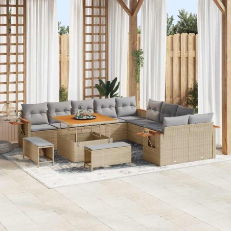 vidaXL Set Divano da Giardino con cuscino 13 pcs beige e grigio chiaro