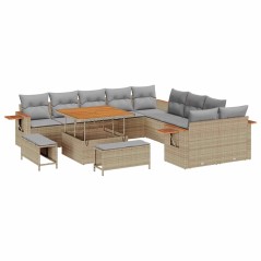 vidaXL Set Divano da Giardino con cuscino 13 pcs beige e grigio chiaro