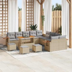 vidaXL Set Divano da Giardino con cuscino 14 pcs beige e grigio chiaro