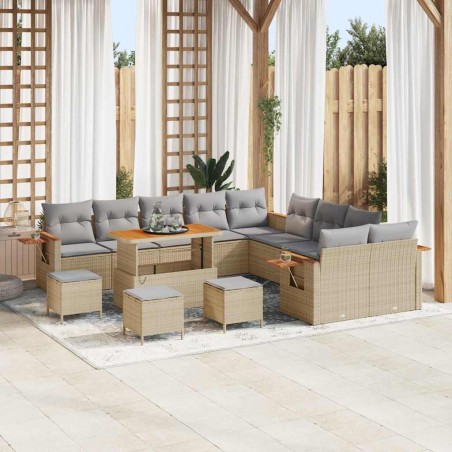 vidaXL Set Divano da Giardino con cuscino 14 pcs beige e grigio chiaro