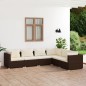 Set Divani da Giardino 6 pz con Cuscini in Polyrattan Marrone Set Divani da Giardino 6 pz con Cuscini in Polyrattan Marrone