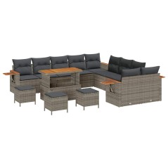 vidaXL Set Divano da Giardino 14 pcs Grigio 110 x 55 x 71 cm