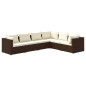Set Divani da Giardino 6 pz con Cuscini in Polyrattan Marrone Set Divani da Giardino 6 pz con Cuscini in Polyrattan Marrone