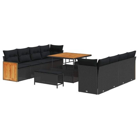 vidaXL Set Divano da Giardino 11 pcs Nero 100 x 100 x 71 cm