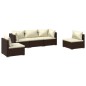 Set Divani da Giardino 5 pz con Cuscini in Polyrattan Marrone Set Divani da Giardino 5 pz con Cuscini in Polyrattan Marrone