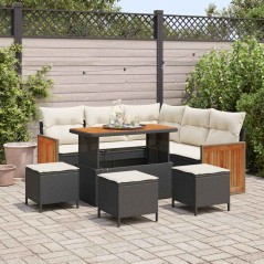 vidaXL Set Divano da Giardino 9 pcs Nero e crema 110 x 55 x 71 cm