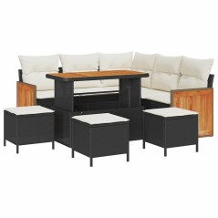 vidaXL Set Divano da Giardino 9 pcs Nero e crema 110 x 55 x 71 cm