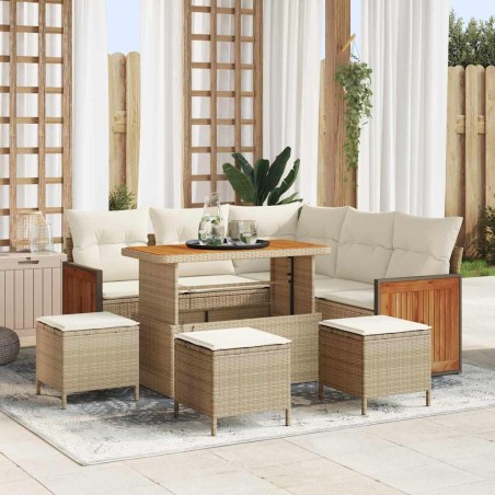 vidaXL Set Divano da Giardino 9 pcs beige e panna 110 x 55 x 71 cm