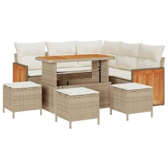 vidaXL Set Divano da Giardino 9 pcs beige e panna 110 x 55 x 71 cm