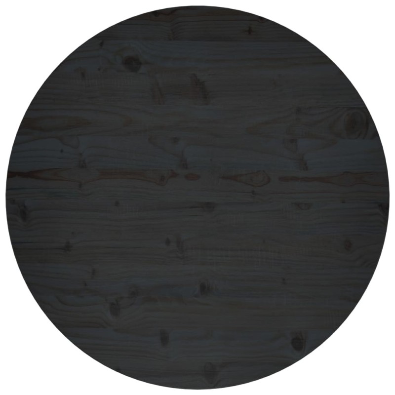 Piano Tavolo Nero Ø80x2,5 cm in Legno Massello di Pino Piano Tavolo Nero Ø80x2,5 cm in Legno Massello di Pino