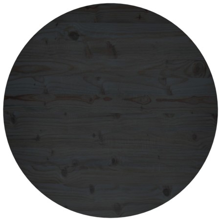 Piano Tavolo Nero Ø80x2,5 cm in Legno Massello di Pino