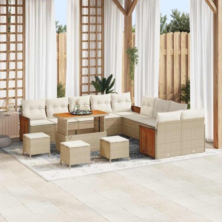 vidaXL Set Divano da Giardino 14 pcs beige e panna 110 x 55 x 71 cm