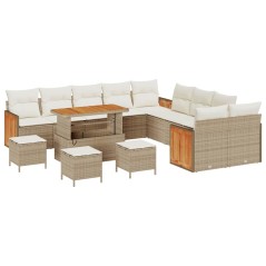 vidaXL Set Divano da Giardino 14 pcs beige e panna 110 x 55 x 71 cm