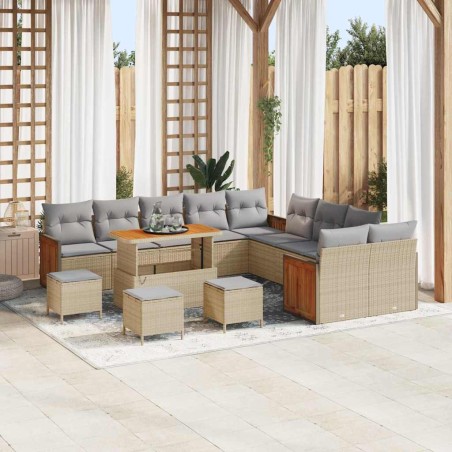 vidaXL Set Divano da Giardino con cuscino 14 pcs beige e grigio chiaro