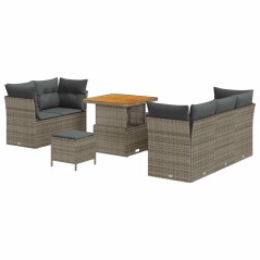 vidaXL Set Divano da Giardino con cuscino 8 pcs Grigio 80 x 80 x 71 cm