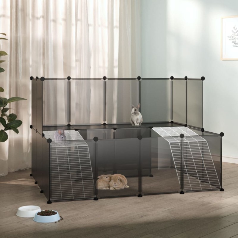 Gabbia per Piccoli Animali Nera 143x107x93 cm in PP e Acciaio Gabbia per Piccoli Animali Nera 143x107x93 cm in PP e Acciaio