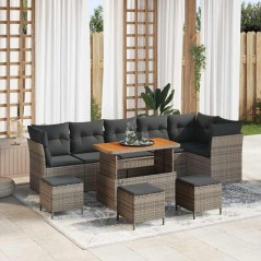 vidaXL Set Divano da Giardino 10 pcs Grigio 110 x 55 x 71 cm