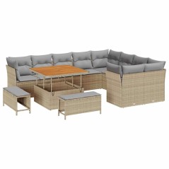 vidaXL Set Divano da Giardino con cuscino 12 pcs beige e grigio chiaro