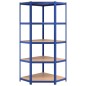 Scaffali a 5 Ripiani 5 pz Blu in Acciaio e Legno Multistrato Scaffali a 5 Ripiani 5 pz Blu in Acciaio e Legno Multistrato