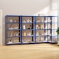 Scaffali a 5 Ripiani 4 pz Blu in Acciaio e Legno Multistrato Scaffali a 5 Ripiani 4 pz Blu in Acciaio e Legno Multistrato