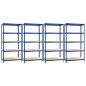 Scaffali a 5 Ripiani 4 pz Blu in Acciaio e Legno Multistrato Scaffali a 5 Ripiani 4 pz Blu in Acciaio e Legno Multistrato