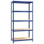 Scaffali a 5 Ripiani 4 pz Blu in Acciaio e Legno Multistrato Scaffali a 5 Ripiani 4 pz Blu in Acciaio e Legno Multistrato