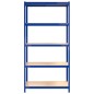 Scaffali a 5 Ripiani 4 pz Blu in Acciaio e Legno Multistrato Scaffali a 5 Ripiani 4 pz Blu in Acciaio e Legno Multistrato