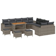 vidaXL Set Divano da Giardino 14 pcs Grigio 110 x 55 x 71 cm