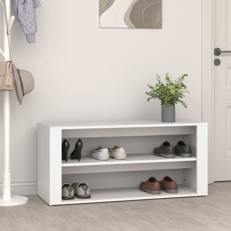 Scarpiera Bianca 100x35x45 cm in Legno Multistrato Scarpiera Bianca 100x35x45 cm in Legno Multistrato