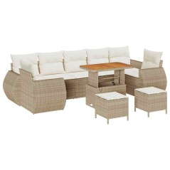 vidaXL Set Divano da Giardino 10 pcs beige e panna 90 x 55 x 71 cm