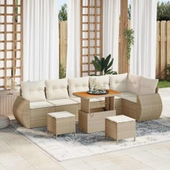 vidaXL Set Divano da Giardino 9 pcs beige e panna 90 x 55 x 71 cm