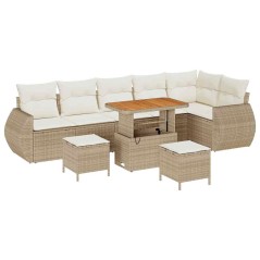 vidaXL Set Divano da Giardino 9 pcs beige e panna 90 x 55 x 71 cm