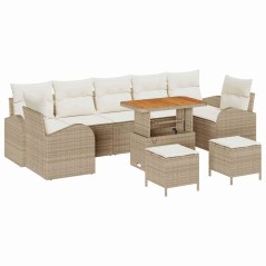 vidaXL Set Divano da Giardino 10 pcs Beige, Crema 90 x 55 x 71 cm