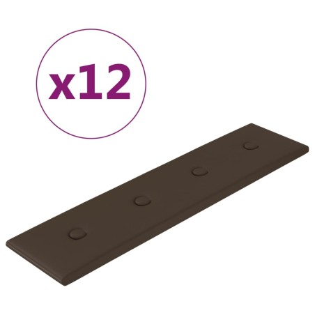 vidaXL Pannelli Murali 12 pz Marrone 60x15 cm Similpelle 1,08 m²