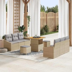 vidaXL Set Divano da Giardino con cuscino 9 pcs Beige, Grigio Chiaro