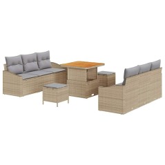 vidaXL Set Divano da Giardino con cuscino 9 pcs Beige, Grigio Chiaro
