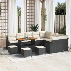 vidaXL Set Divano da Giardino 13 pcs Nero, Crema 110 x 55 x 71 cm