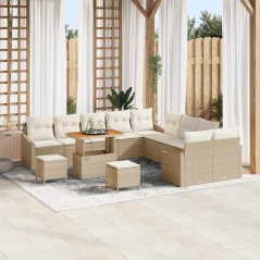 vidaXL Set Divano da Giardino 13 pcs Beige, Crema 100 x 100 x 71 cm