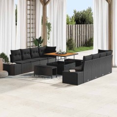 vidaXL Set Divano da Giardino 11 pcs Nero 100 x 100 x 71 cm