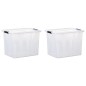 Scatole Trasparenti Portaoggetti con Coperchio 2 pz da 55 L Scatole Trasparenti Portaoggetti con Coperchio 2 pz da 55 L