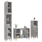 Set Mobili da Bagno 3 pz Grigio Cemento in Legno Multistrato